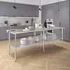 Amgood Stainless Steel Metal Table with Undershelf, 96 Long X 30 Deep AMG WT-3096